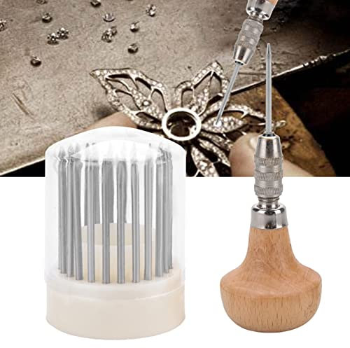 Tyenaza 23 Piezas de Herramientas de Joyería, Herramientas Engastado JoyeríA, Herramientas de Abalorios de 23 Piezas con Mango de Madera, Herramienta Grano Cuentas Diamante, para DIY Fabricación Joya