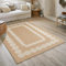 Naturteppich Natur Bohemian Teppich Jute Optik Teppich Wohnzimmer Schlafzimmer Flur Outdoor Teppich Natur (160x160 cm Rund, 8868 Weiß)