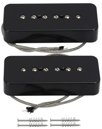 FLEOR Alnico 5 P90 Seifenstück Single-Coil-Tonabnehmer-Set für LP E-Gitarre, schwarz