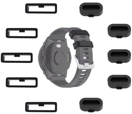 MTHGH 20mm Boucles de bracelet pour Garmin Fenix 7S/6S/5S /Forerunner 55/45/45S/245 /Instinct 2S Fastener Rings[5 Piezas]+ 5 Piezas Bouchon poussière, Anneaux de remplacement pour fixation montre
