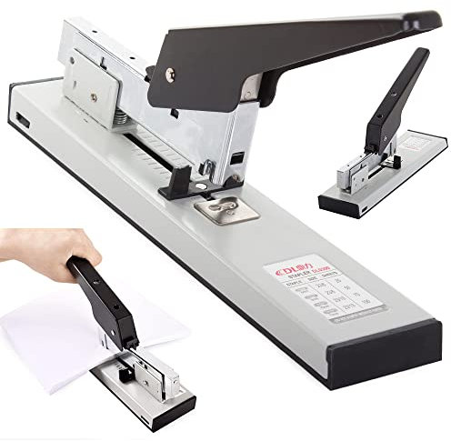 HUKITECH Bürohefter für Papier - aus Metall - Heftzange - Heftet bis zu 100 Blatt Papier - Einstellung der Einstecktiefe der Blätter bis zu 7 cm - Passend für Klammergrößen 23/6, 23/8, 23/10, 23/13