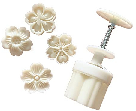 Plastic Mooncake Hand Pressed Moon Cake Cookie Mould Cookie Stamps Pastry Tool, 3D Flowers Stamps Cherry Blossom Mooncake Mould