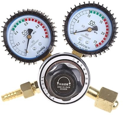 SHYISY Druckregler CO2-Druckregler Dual Gauge CO2-Druckminderer Flaschenschweißregler mit Regelventil