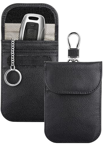 Teskyer Faraday Keyless Schermatura Chiave Auto, custodia anti-hacking Faraday, custodia antifurto con blocco del segnale RFID per chiave auto, Nero