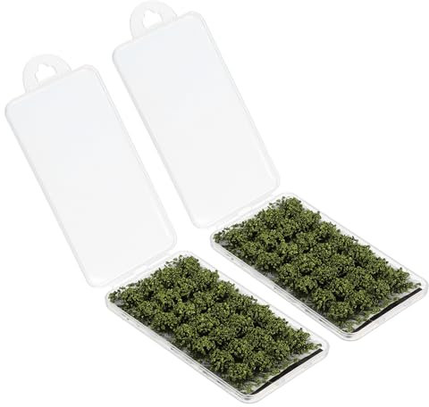 PATIKIL Estático Hierba Mechón Modelo 2 Juegos/56uds Miniatura Tupida Mechones Bajas Tierras Arbustos Terreno Modelo Kit Bricolaje para Ferrocarril Paisaje Amarillo Verde