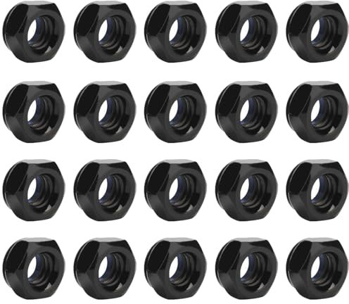 20 Pcs M4 Black Locking Nuts Stainless Steel Threaded Insert Hex Nuts for Bolts Screws Components