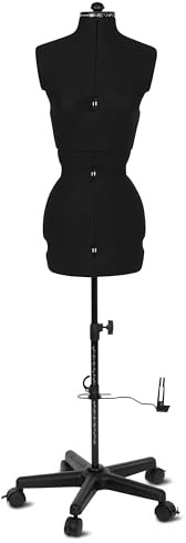 Schneiderpuppe Supa Fit Damen Gr. S (34-42) mit Rollen, weiblicher Torso, Büste, verstellbare Drehregler, individuelle Anpassung an Hals, Taille, Brust, Hüfte (schwarz, S)