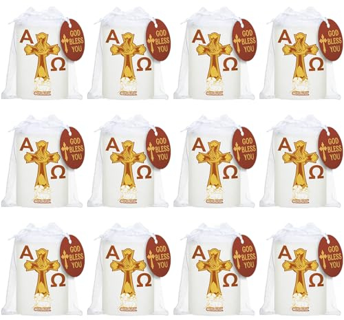 12 Set Mini 3 Cirio Pascual Catolico Easter Paschal Candle First Communion Candle Cirios Religiosos Catolicos Prayer Religious Baptism Favor Cross Sheep Catholic Christ Jesus Velas De La Divina