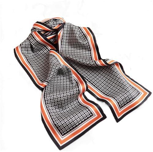 GIMIRO Sciarpa di seta in raso a doppio strato 150 x 16 cm, cravatta, cintura in vita a fiori per blazer, cappotto, vestito, 150cm x 16cm