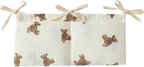 Mioaoa White Bedside Hanging Bags Milk Bottle Bib-Storage Crib Organizer Baby Nappy-Dormitory Bed-Bunk Organizing Bag Nappy- Organizer, Little Bear Nursery Hanging Organizers