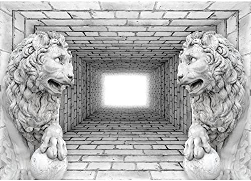 Runa Art Papel tapiz fotográfico leones de piedra 3 Efecto Moderna Lana Sala Cuarto Salón - Made in Germany - gris 9165010c