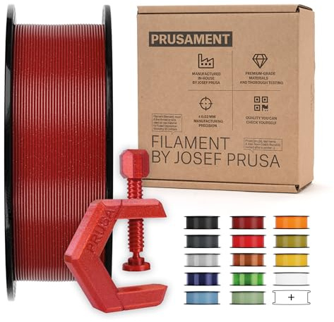 Prusament Karminrot, transparent, PETG-Filament, 1,75 mm, 1 kg Spule, Durchmessertoleranz +/- 0,02 mm