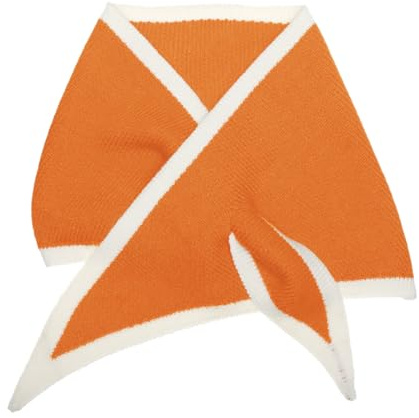 sourcing map Contrast Color Triangle Neck Scarves Knit Scarf Neckerchief Winter Shawl for Women Orange 84 * 28cm/33.07 * 11.02 inches(L*W)
