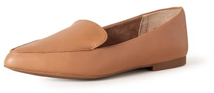 Amazon Essentials Women's Loafer Flat, Camel Faux Leather, 12