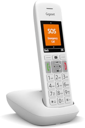 Gigaset E390 int., seniortelefon med stora knappar, vit