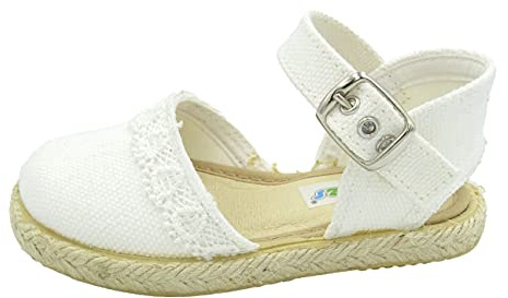 PULIDINES - 263/122 esparteña de niña con puntilla y Suela de Goma Bebé niña