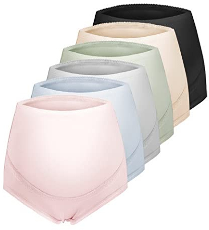 AOOPOO Confezione da 6 Slip Premaman in Cotone con Supporto per Pancia, Vita Alta Gravidanza, Mutandine Premaman sul Bump Senza Cuciture, Cotone Premaman Vita Alta con Supporto per Pancia