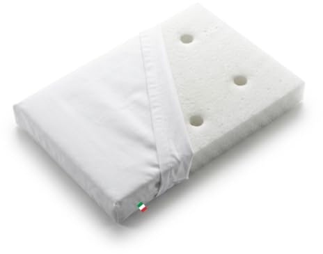 GM Cuscino Baby Memory 24x34 Cuscino Neonato Culla Ultra traspirante in Memory Foam Con Federa Bianca in 100% Cotone Sfoderabile Per lettino, trasportino, ovetto, next to me Made in Italy