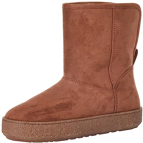 Amazon Essentials Bottines en Peau de Mouton Femme, Brun Châtaigne Micro Suède, 39 EU