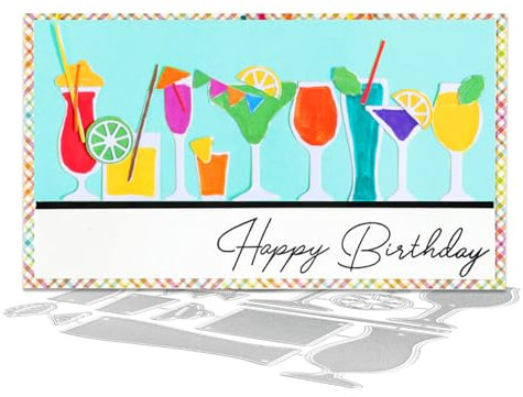 BETESSIN Stanzform Gläser Stanzschalone Kartenherstellung Sommer Stanzschablonen Mini Weinglas Becher Tasse Flaschen Stanzen Geburtstag Karten Scrapbooking für DIY Album Einladungskarten