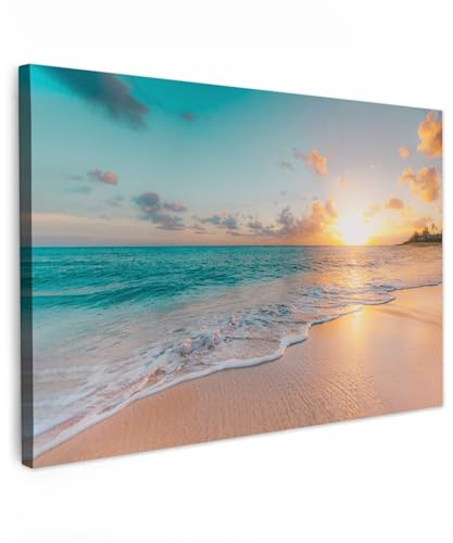 MuchoWow© Quadro Camera Da Letto 60x40 cm Quadri Soggiorno Decorazione Parete Quadri Moderni Su Tela Stampe Foto Con Cornice Quadretti PosterTramonto - Spiaggia - Mare - Estate - Blu