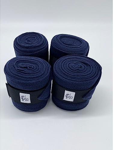 Ruggles Stable Bangages for Horse/Pony | Equestrian Leg Wraps | Protection fo Travel and Stable | Set of 4 (Navy)