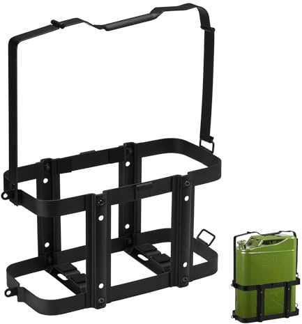 Mayouko Låsbart Jerry gasbehållarställ, 5 gallon/20 liter stål Jerry burkfästen, metallbränsle och bensinbehållare, avtagbart bärfäste