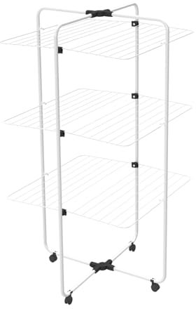 Vileda Adapto 3 | Stendibiancheria a torre a 3 livelli | Snodo modulabile | Facile da spostare| Per interni ed esterni | Pieghevole