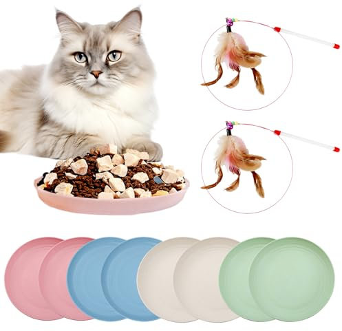 TYXHXTF 10 Pcs Cat Bowls,Cat Feeding Bowls For Cats And Small Dogs,Cat Food Bowl,Kitten Bowls,Cat Feeder Food Water Bowl For Pets Cats Dry Wet Food(Green,Blue,Pink,Off-White)