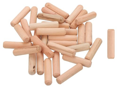 sourcing map 30Pcs 3/8x1-9/16 (10mmx40mm) Wooden Dowel Pins, Fluted Wood Beveled Ends Tapered Dowel Hardwood Pegs, Wood Dowels Rods for Furniture, DIY Crafts
