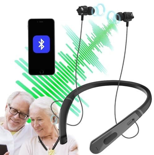 amplificatore acustico montato sul collo,amplificatore audio e gli auricolari Bluetooth si combinano in uno, ricaricabile, adatto per anziani e adulti per guardare la TV e chattare