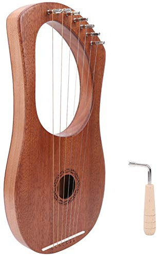 7 Metallsträngad Lyrharpa, Mahognyharpa för Vänner och Barn med Vridnyckel, Bärbar 13,4 X 6,8 Tum Harpa för Musikälskare