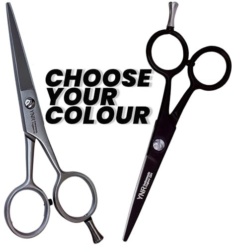 YNR Beard Moustache Scissors - Professional German Steel Mustache Trimming, Hand Forged Precision Edge, Men Facial Hair Grooming Kit All Body Hair | (Black)