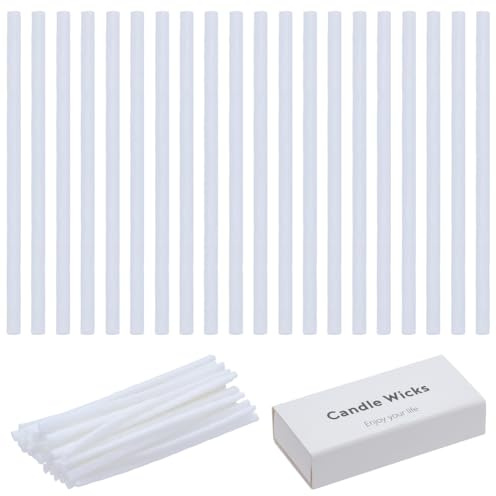 WEBEEDY 150 PCS Candle Extra Wicks White Cotton Core for DIY Candle Making 6 cm Round Braided Candle Wicks Sand Wax Wick Refill Supply Halloween Thanksgiving Christmas Wedding Party Decor