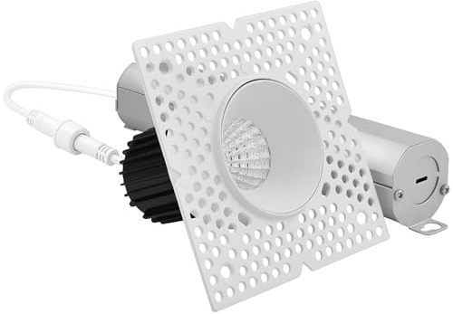 LUXRITE 1 Inch Trimless LED Recessed Spotlight, 10W, 850LM, 5CCT Selectable 2700K-5000K, 60° Beam Angle, Dimmable, Push-n-Lock Spotlight, CRI 90, Damp & IC Rated, Plaster Downlight, ETL White
