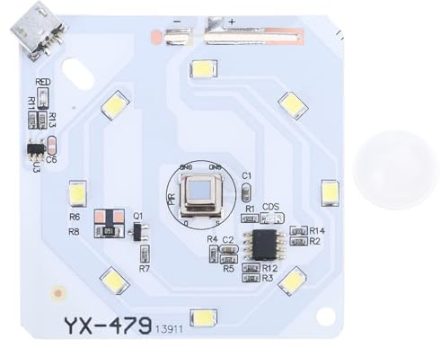 PURPLELILY Placa de lámpara infrarroja recargable por USB con sensores de movimiento, detectores infrarrojos para módulo seguro e iluminación, luz nocturna LED