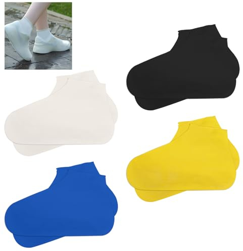 4 Paires Couvre Chaussures Imperméable, Surchaussures Impermeables Riutilizzabili, Latex avec Antidérapante sur Chaussure, pour Intérieur Extérieur, Pluie, Jour de Neige, les Chemins Boueux (M 35-39)