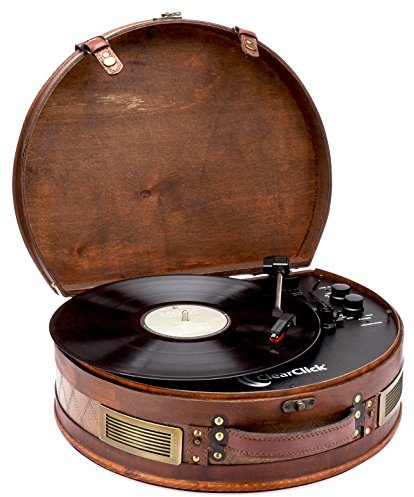 ClearClick Vintage Suitcase Turntable with Bluetooth & USB - Classic Wooden Retro Style