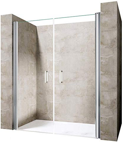 Durovin Bathrooms 1100mm Double Shower Door with Frameless Pivot Hinge Style - Reversible Shower Enclosure Door - 6mm Thick Safety Glass
