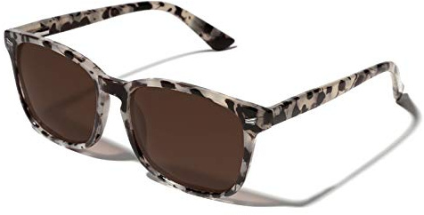 TIJN Polarized Sunglasses for Womens and Mens,Classic Square Frames Shades for UV Protection,Trendy Sunnies(Marble/Brown)