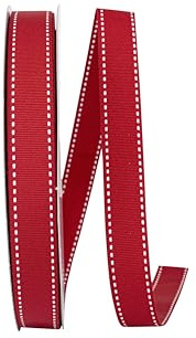 Reliant Ribbon Grosgrain Saddle Stitch Ribbon, 7/8 Inch X 50 Yards, Red