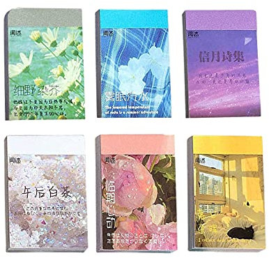 300 Stück Washi Aufkleber Set für Journaling Scrapbooking,6 Set Natur Frische Literarischer Stil Aufklebers Vinyl Aufkleber DIY dekorative Aufklebers Aesthetic Sticker für Tagebuch DIY Kunst