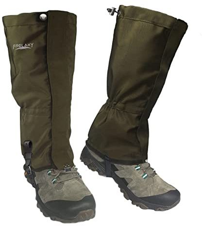 Frelaxy Ultra High-Performance Hunting Gaiters, 100% Waterproof Hiking Leg Gaiters with Upgraded Rubber Foot Strap, Adjustable Snow Boot (Olive Green, M)