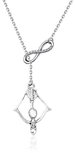 Collar con dije de arco y flecha, para amantes del tiro con arco, joyería de flecha, regalos de cumpleaños, Medium, Acero inoxidable, Circonia cúbica