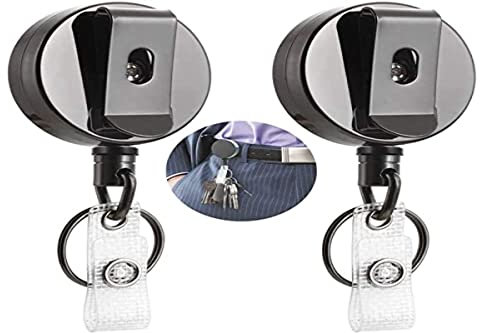 NO Guanyj 2 Piezas Llavero Retráctil Llavero Extensible con Cuerda de Alambre de Acero Mosquetón de Carrete de Tarjeta Llaveros Retráctiles Resistentes para Llaves, Tarjetero (70 cm Retráctil)