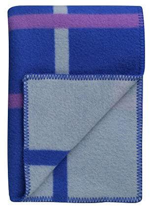 RØROS TWEED - Knut - Wolldecke aus norwegischer Lammwolle - Design von Hallgeir Homstvedt - Deckenmaße: 135 x 210 cm (5454 - Cobalt Blue, 135 x 200 cm)