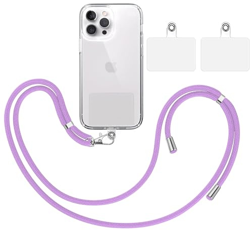 TBOC Band mobiltelefonkedja nyckelband kedja mobiltelefonsladd [Malve] + 2 extra fästlappar, hängande hals universell mobiltelefon – dyna mobiltelefonband patch karbinhake fodral mobiltelefonfodral
