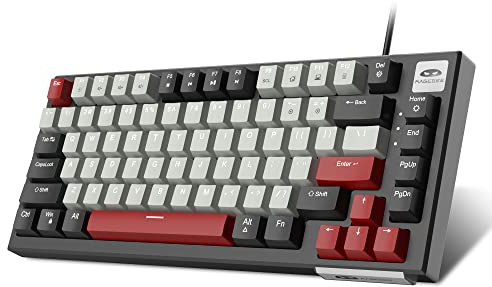 MageGee 81-Key Mechanical Gaming Keyboard, Hot-Swappable, Ice Blue Backlit, Red Switches, USB, Windows Mac PC (Black & Grey)