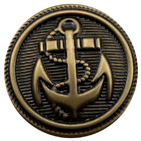 10Pcs Abbigliamento Bottoni - Metal Anchor Pattern Cucire Bottoni Manico Vintage Tondo Bottoni Set per Abito Cappotto Uniformi Giacche (Bronzo, 20mm)