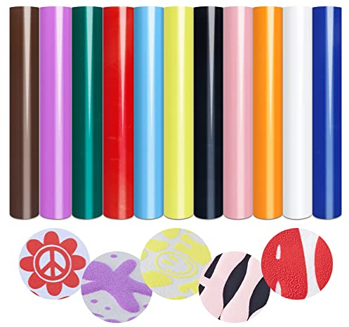 Tintnut Lámina flocada 3D textil para plóter, multicolor, 11, paquete de 11, 30 cm x 25 cm para imágenes creativas de planchado, perfecto para, plóter y prensas de transferencia